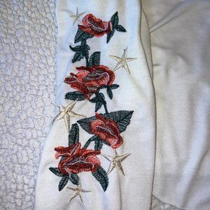 NWT Zaful Cropped Long Sleeve Hoodie with Rose Design